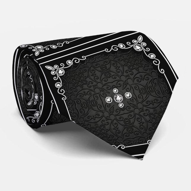 Design preto e prateado com gravata de aparência d (Rolled)