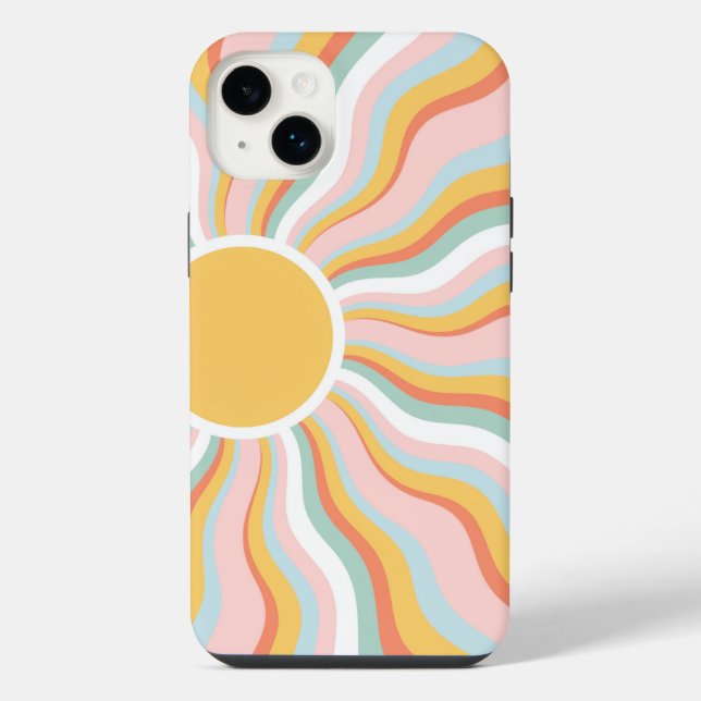 Design Retro de Raios de Sol Ondulados Boho (Verso)