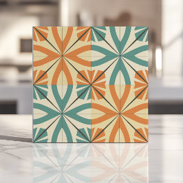 Design Retro Starburst em Verde-Azul e Terracota