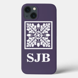 Design roxo do azulejo da bolota e da folha do