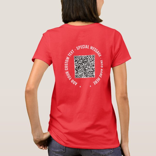 Design seu código QR - Modelo de Camisa de Texto P (Verso)