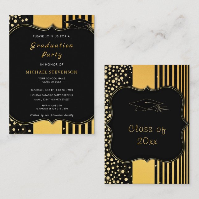 Design seu próprio Convite para Graduação Dourada  (Frente/Verso)