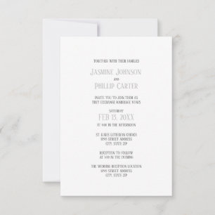 Design Simples Cinza - Convite de Casamento/Recepç