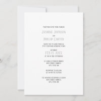 Design Simples Cinza - Convite de Casamento/Recepç