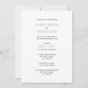Design Simples Cinza - Convite de Casamento/Recepç