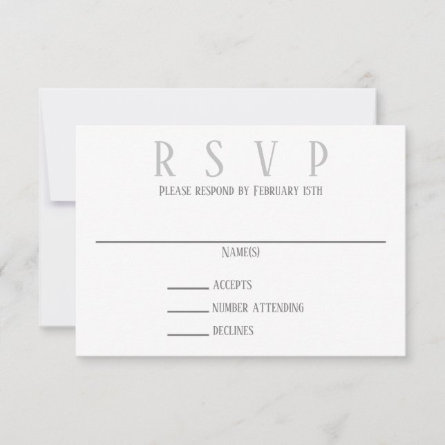 Design Simples Cinza - Convite RSVP (Frente)