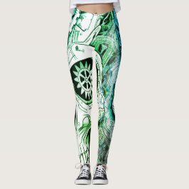 Design Steampunk Verde + Branco em Legging Persona