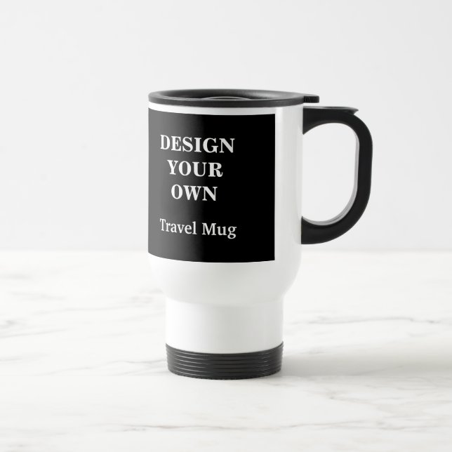 Design sua própria Caneca de viagem - Preto e Bran (Direita)