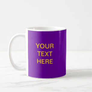 Design sua própria caneca - Roxo com Dourado Texto