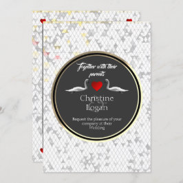 Design Swan de Convite para Casamento Romântico