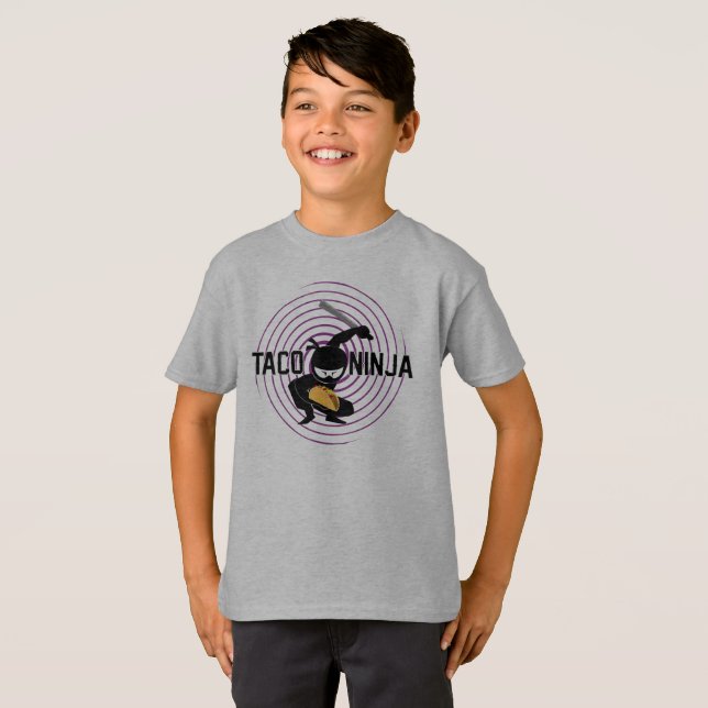 Design Taco Ninja - Camiseta Básica para Crianças (Frente Completa)