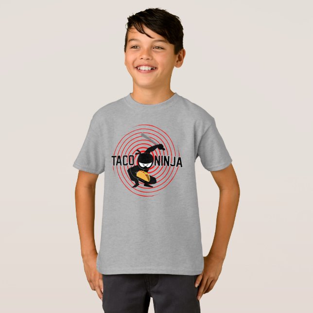 Design Taco Ninja - Camiseta Básica para Crianças (Frente Completa)