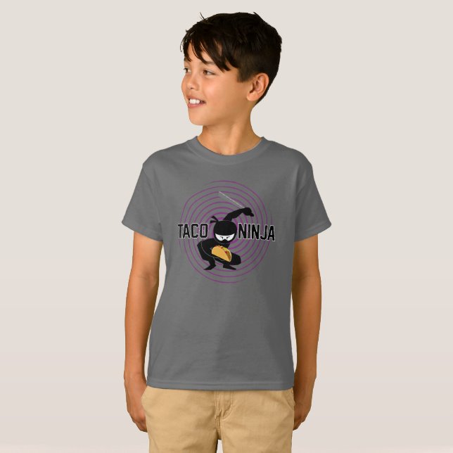 Design Taco Ninja - Camiseta Básica para Crianças (Frente Completa)