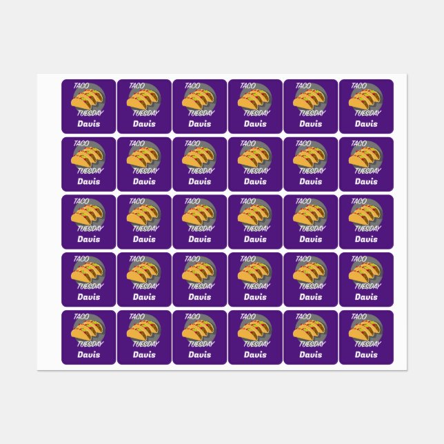 Design Taco Terça-feira - Etiqueta de Vestuário Pe (Folha)