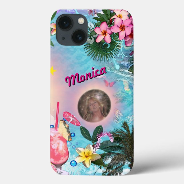 Design Tropical com seu nome e foto, Case-Mate i (Verso)