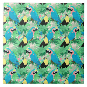 Design tropical de aves e folhas exóticas moderna