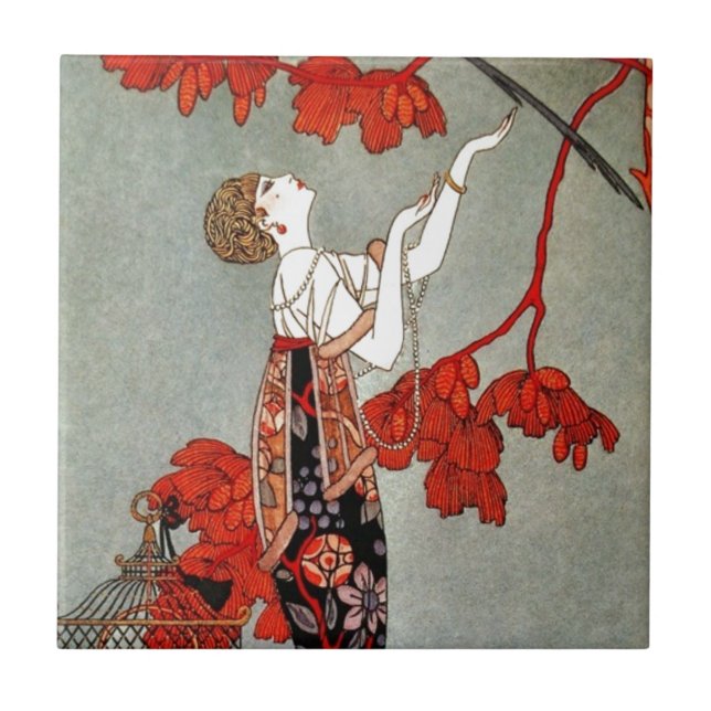 Design vermelho da senhora art deco (Frente)