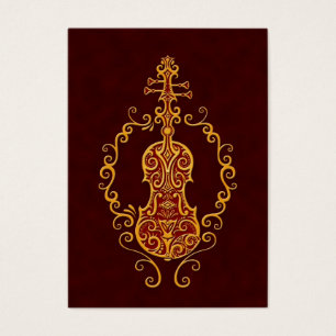 Design vermelho dourado intrincado do violino