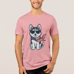 Design Vetorial de Cachorro Husky Patriótico Vinta