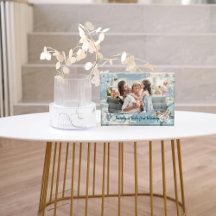 Design Vintage Azul com Bloco de Foto Personalizad