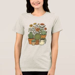 Design Vintage de Cacto e Flores Silvestres dos An