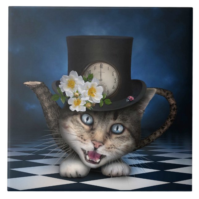 Design Whimsical Teapot Gato Mad Hatter (Frente)