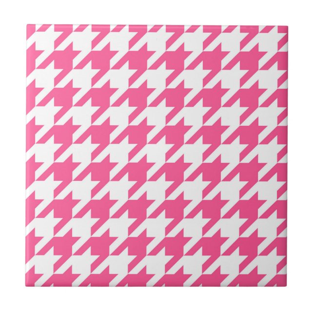 Design Xadrez Houndstooth Rosa Branco  (Frente)