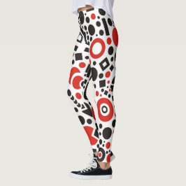 Design Yoga Pants Leggings de Arte Vermelha e Negr