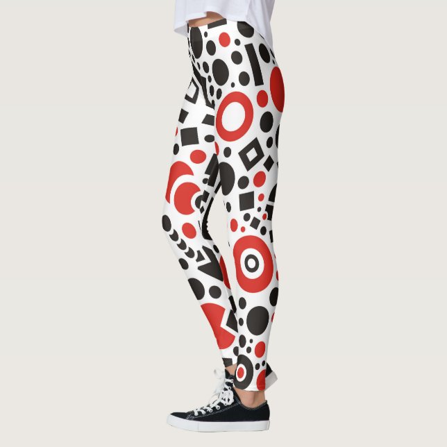 Design Yoga Pants Leggings de Arte Vermelha e Negr (Esquerda)