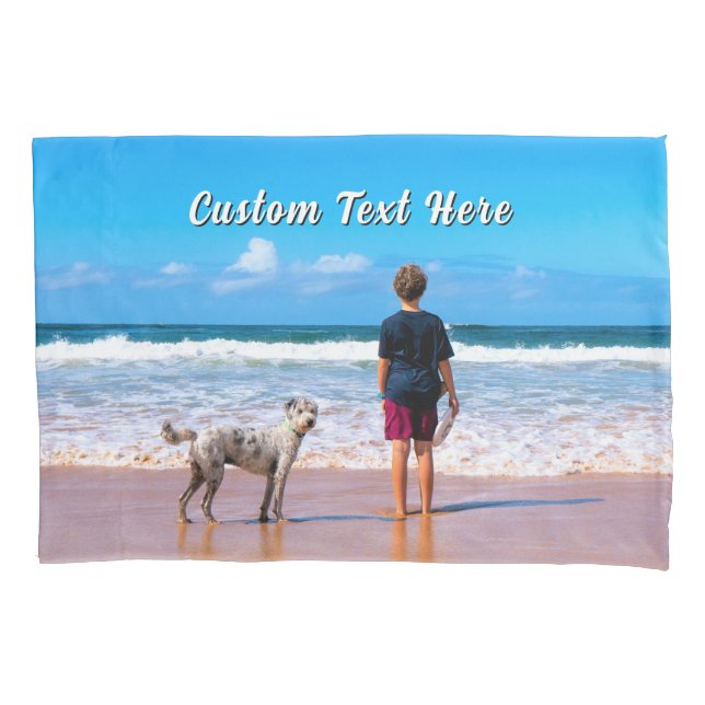 Design Your Own Pet Photo Pillow Cases Custom Text (Frente-Esquerda)