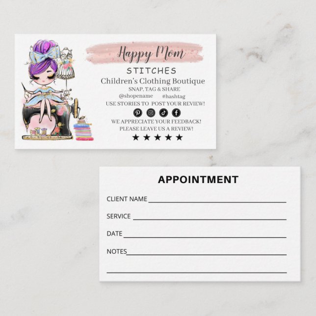 Designer de Moda de Cartão de visita de costura (Frente/Verso)