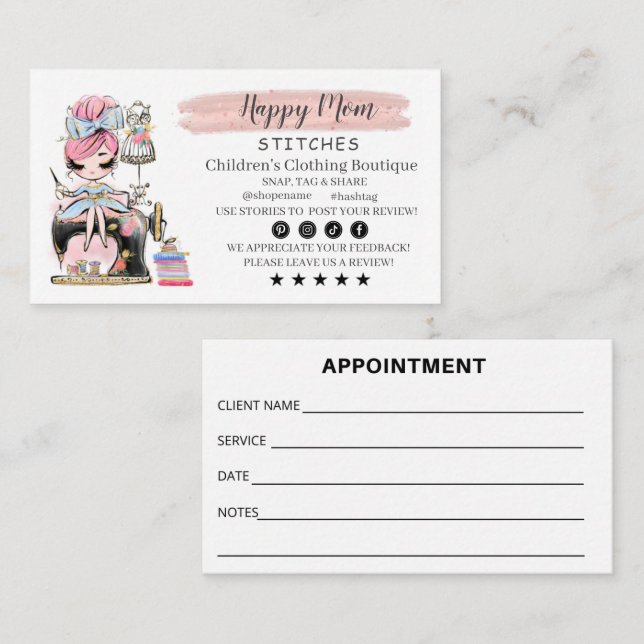 Designer de Moda de Cartão de visita de costura (Frente/Verso)