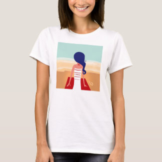 Designers damas camiseta com garçonete de praia