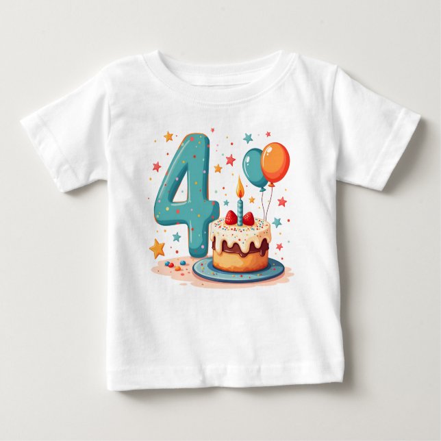 Designs de camiseta para o aniversário de quatro a (Frente)