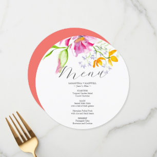 Designs de Cartão de Menu de Casamento Único Flora