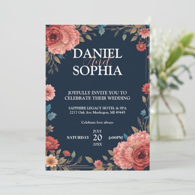 Designs de Convite Elegante - Celebrate Lov (Em pé/Frente)