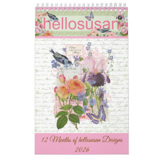 designs hellosusan Calendário de 12 Meses 2026