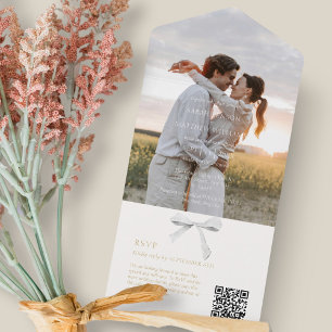 Desligado Branco Trendy White Ribbon & Photo Wed