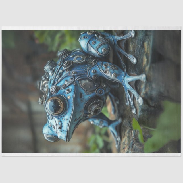 Desligamento de Papel de Tecido Azul Sapo Steampun (Frente )