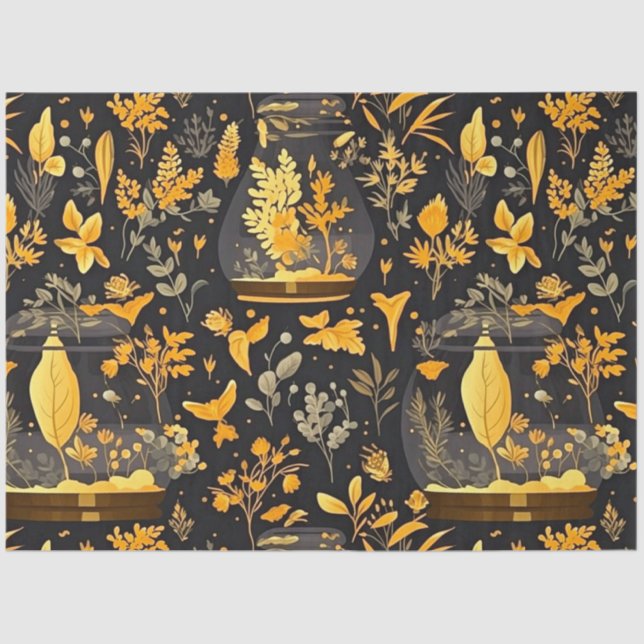 Desligamento de Papel Tecido Dourado Plantas Terrá (Frente )