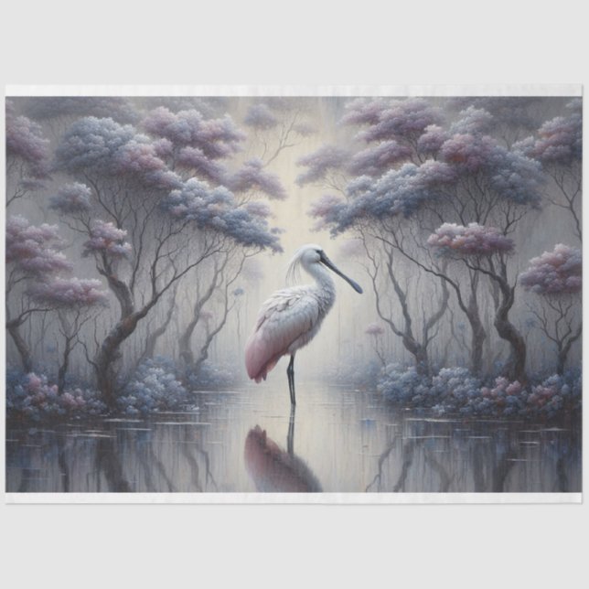 Desligar, Pássaro Spoonbill, Papel Tecido (Frente )