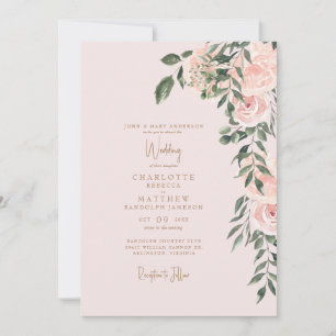 Deslumbrante Convite de Noiva Floral Bege Dourado