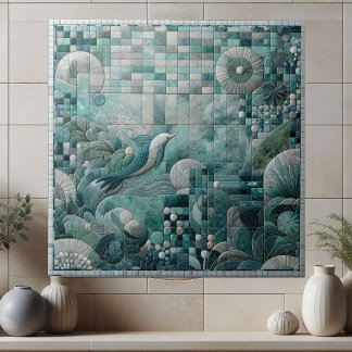 Deslumbrante Mosaico Azul Aquamarino Subaquático
