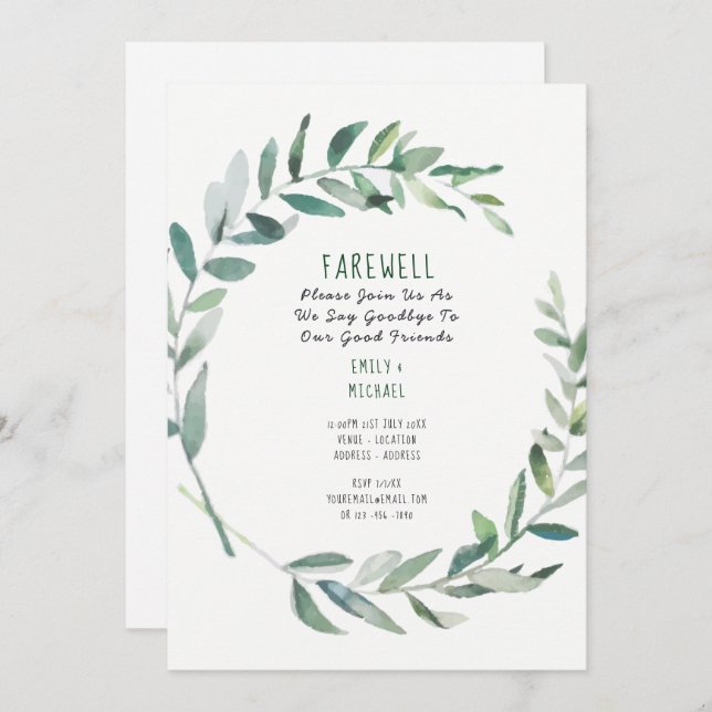 Despedida de Saída de Azeitona Convite de festas (Frente/Verso)