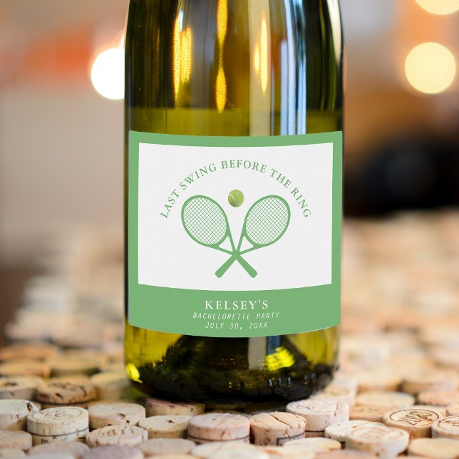 Despedida de Solteira de Tênis Último Balanço Ante (Tennis Bachelorette Last Swing Before the Ring Sparkling Wine Label
)