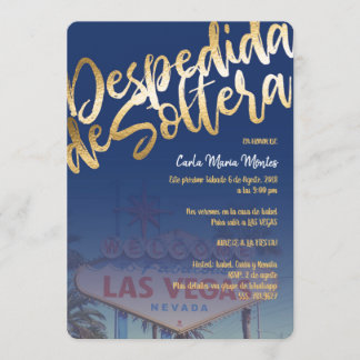 Despedida de Soltera Convite Las Vegas FauxGold