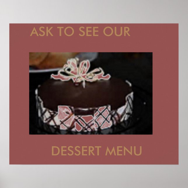 DESSERT MENU CAKES ART POSTER (Frente)
