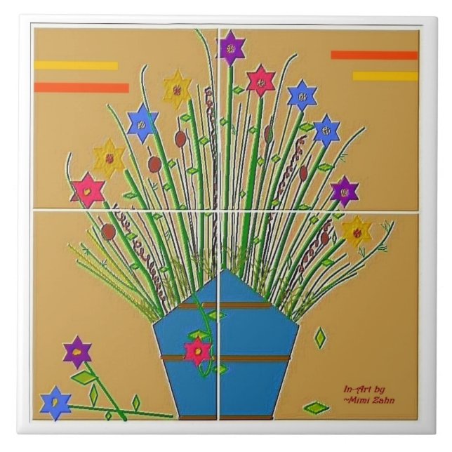 "Destaque Floral" 6x6 Azulejo cerâmico (Frente)