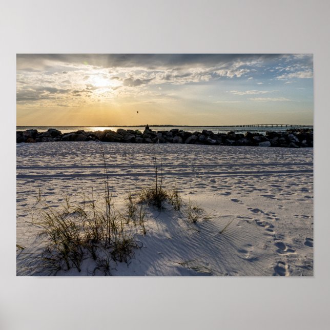 Destin Beach Florida Jetty Sunset Poster (Frente)