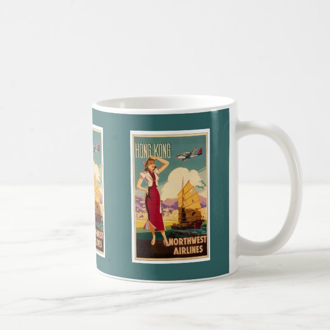 Destino: Caneca gráfica retro de Hong Kong (Direita)